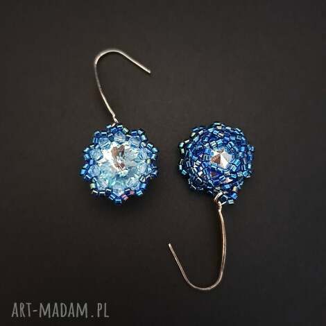 Niebieskie kolczyki Aqua Bohemica Maxima Preciosa i Miyuki