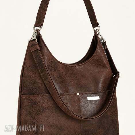 Torebka hobo z ekoskóry - ciemny brąz handmade