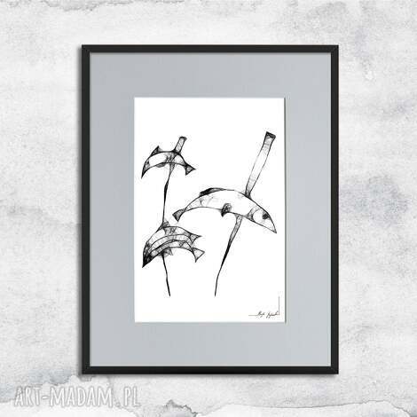 Grafika z ramą nr 13 - czarno-biała minimalistyczna dekoracja do biura i przedpokoju 31x22 cm