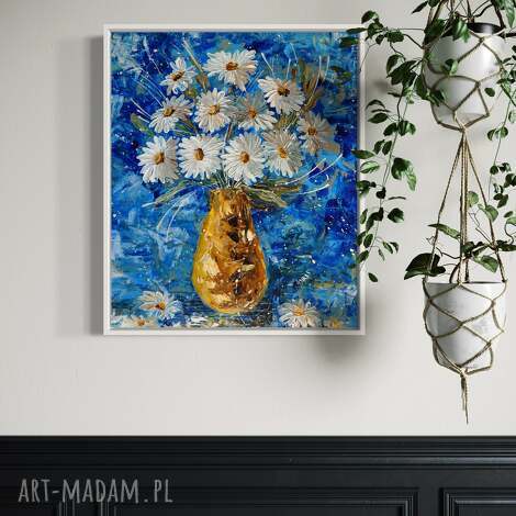 Rumianek giclee - obraz na płótnie z kwiatami w wazonie