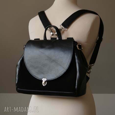 balbina plecak kuferek skóra naturalna czerń, czarny zamsz