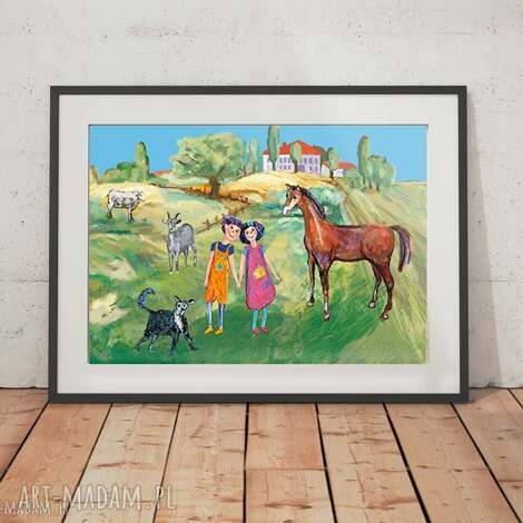annasko, kolorowy obrazek z dziećmi, plakat do dziecięcego pokoju, ilustracja dla dzieci