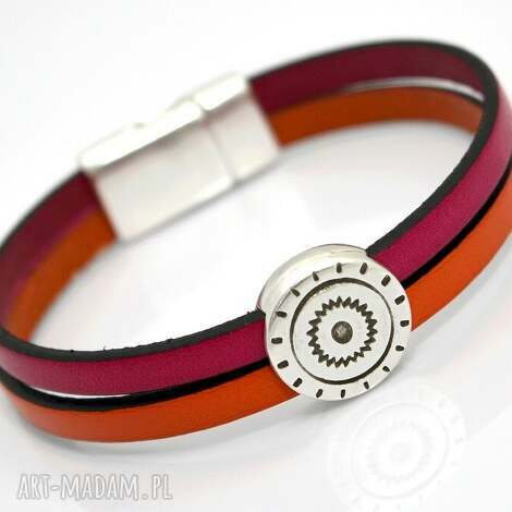 Bransoletka skórzana MAGNETOOS MEXAS Peach & Fuchsia z magnesem