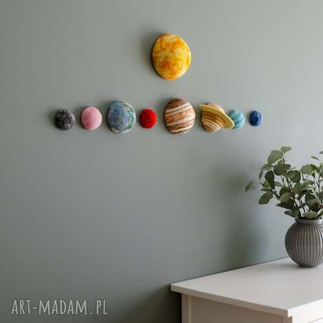 fetroll filcowe planety układu słonecznego - dekoracja ścienna montessori