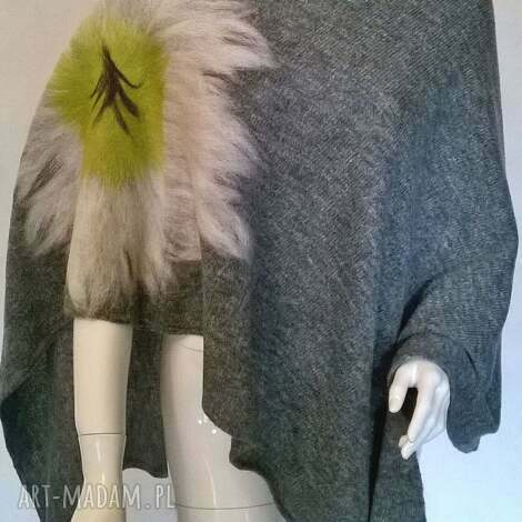 ponczo, wełna, filcowanie, dzianina, filc, peleryna kwiaty poncho