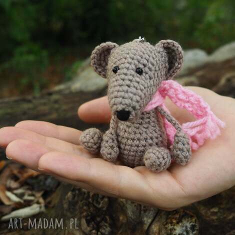 beżowy szczurek - brelok, zawieszka do torby, plecaka, kluczy