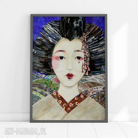 plakat A4 - geisha, wydruk obraz portret, grafika