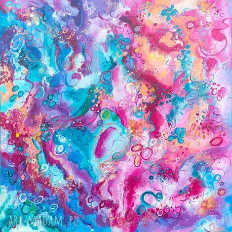 Abstrakcyjny obraz ręcznie malowany Underwater World 50x50 cm - żywe kolory