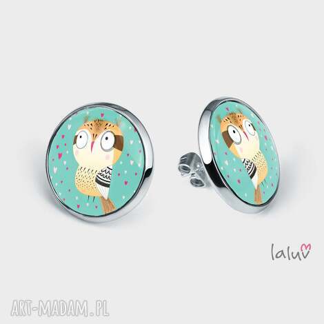 Kolczyki sztyfty LOVE OWL - sowa na wkrętki Laluv