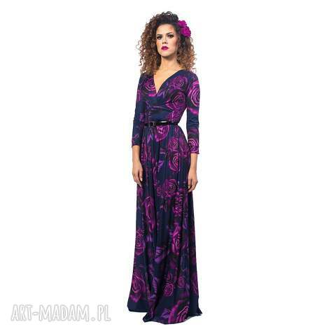 sukienki elle - magic rose maxi, kwiaty, długa