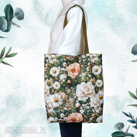 Wodoodporna torba shopper w kwiaty na zakupy i plażę