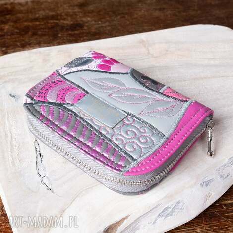 ręcznie malowany patchworkowy kolorowy portfel damski, portmonetka damska