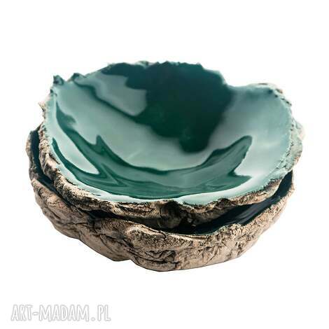 Dwa ręcznie robione talerzyki ceramiczne - zestaw 2 małych miseczek do serwowania