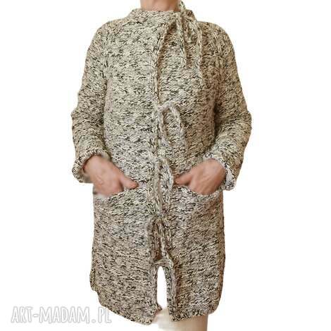 swetry prosty, elegancki sweter kardigan płaszczczyk, ręcznie