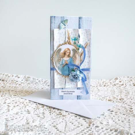 kartka - niech cię strzeże anioł stróż, scrapbooking, kobieta