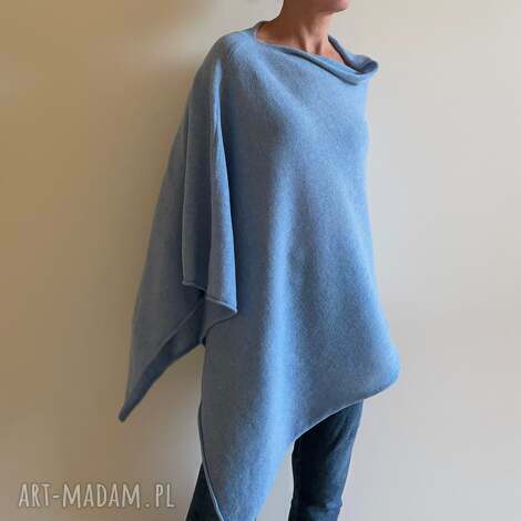 Ręcznie robione damskie ponczo - wygodna narzutka handmade