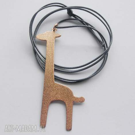 ŻYRAFA wisiorek brąz zmatowiony na ozdobnym sznurku - handmade Katarzyna Kaminska