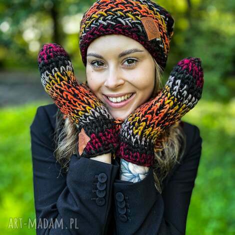 rękawiczki merino 50,ciemna jesień - damskie rękawiczki merino