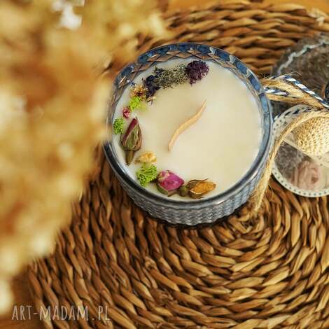 świeca w szkle no 8 niebieska, sojowa prezent mikołajkowy