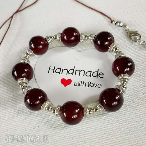 Komplet biżuterii burgund: bransoletka i naszyjnik handmade