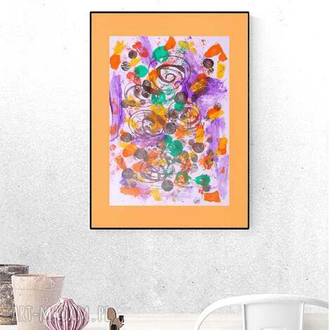 Kolorowa abstrakcja boho 30x40 - ręcznie malowana grafika do domu (Annasko)