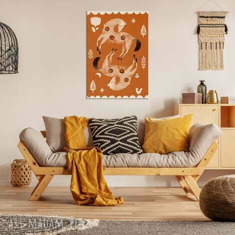 Nowoczesny obraz Konie Folk boho na płótnie 50x70 cm