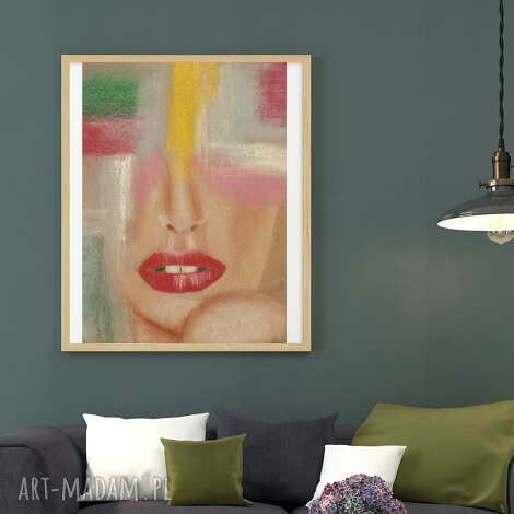 wydruk obrazu kolor kobiety - wiśniowy dekoracja, wnętrze dom, obraz do salonu