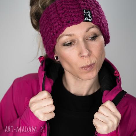 Fuksjowa opaska Mono 27 - ręcznie robiona na zimę i snowboard