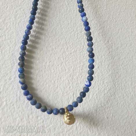 NANIBY: naszyjnik neo lapis lazuli, mini zawieszka rustic mosiądz, naszyjnik choker