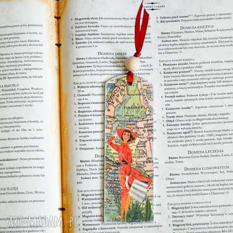 Zakładka do książki - Kocham podróże (drewno, decoupage) | art-Madam.pl