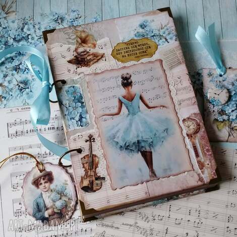 🎻 balerina/ kobiecy romantyczny notes/ pamiętnik w stylu vintage ręcznie