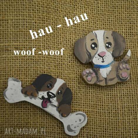 magnesy drewniane pieski, psy beagle, prezent, upominek, rękodzieło, prezenty