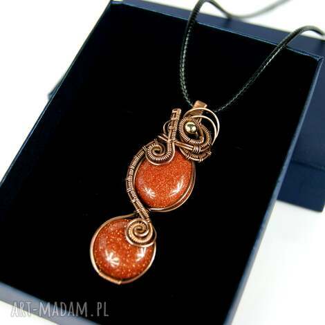 wisiorek piasek pustyni wire wrapping, miedziana biżuteria prezent