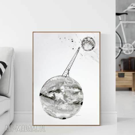 Ręcznie malowany plakat 50x70 cm Dreams - czarno-biały minimalizm do salonu