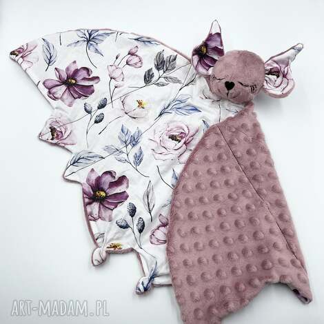 Przytulanka nietoperz dla niemowląt - minky i bawełna premium (usypiaczek i szmatka)