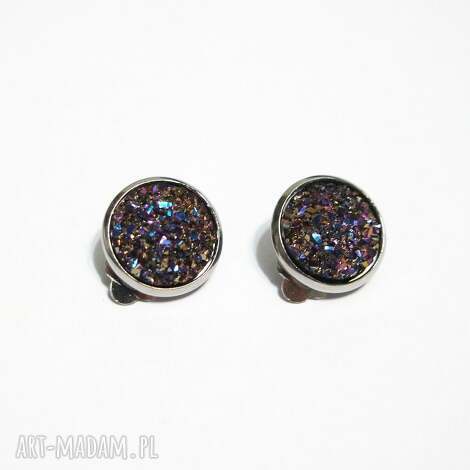 Klipsy druzy wielokolorowe handmade - bez przekłuwania