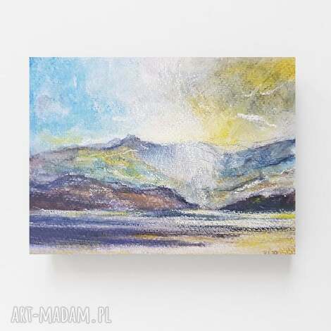 Pejzaż - ręcznie malowana akwarela z tuszem 12,5 x 18 cm