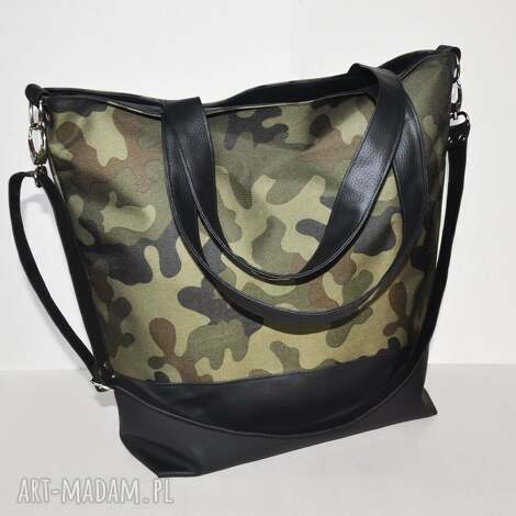 Torba hobo XL - print moro na ramię z wegańską eko skórą