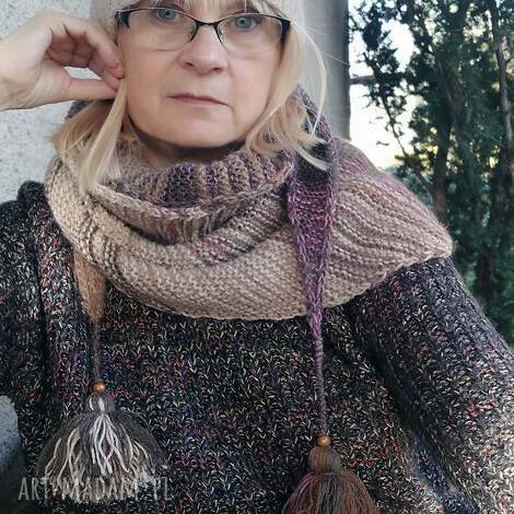 chustki i apaszki wełniana, długa chusta, szal - wrzosowisko, chusta z alpaki