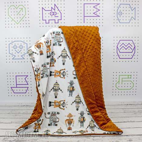 kocyk 135x100 roboty kocyk dla dzieci, minky, minky 100x135