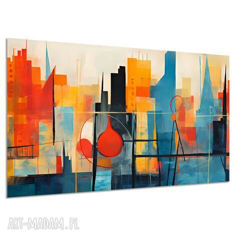 Obraz abstrakcyjny na płótnie 120x80 cm - czerwone miasto