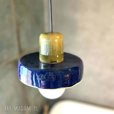 Ręcznie robiona lampa ceramiczna wisząca „Fjord” - nordycki design w kobalcie