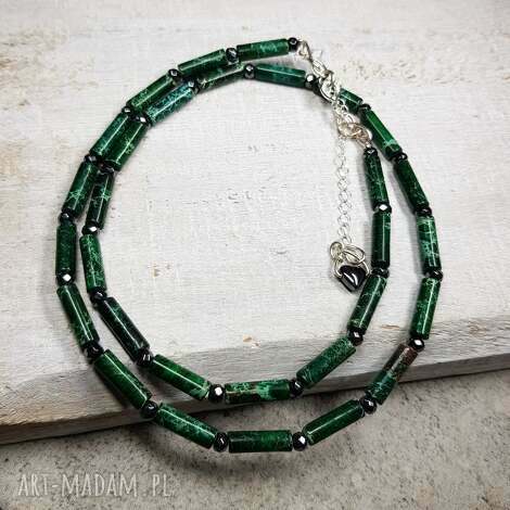 korale jaspis cesarski kors38, zielone korale rękodzieło, wire wrappe