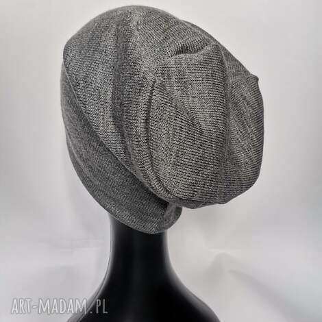 Czapka Szaraa Smerfetka Unisex One Size - szara na podszewce handmade