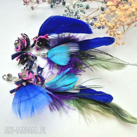 klipsy pióra wykonane w pojedynczym egzemplarzu piękne fo, dam, et, bo