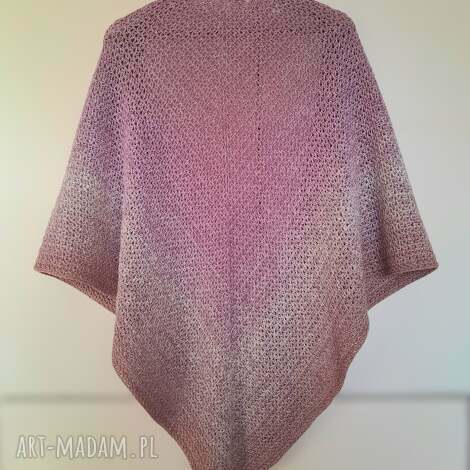 chustki i apaszki chusta ombre z wełną merino - pudrowy róż