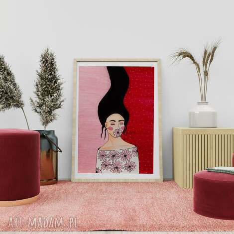 Plakat 50x70 cm „Dwa oblicza” - kobieta i twarz, dekoracja ścienna art-Madam.pl