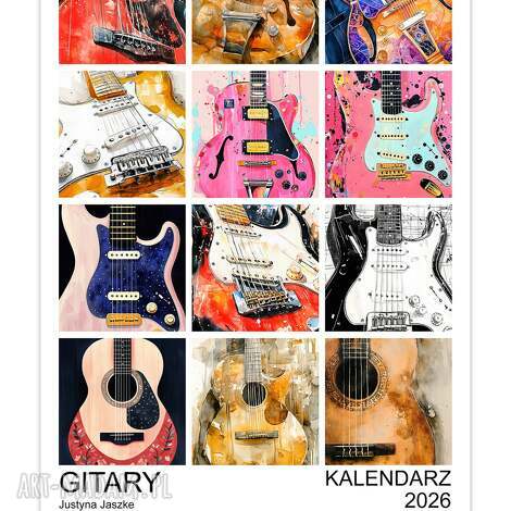 justyna jaszke kalendarz 2026 gitary 15x21 cm, prezent