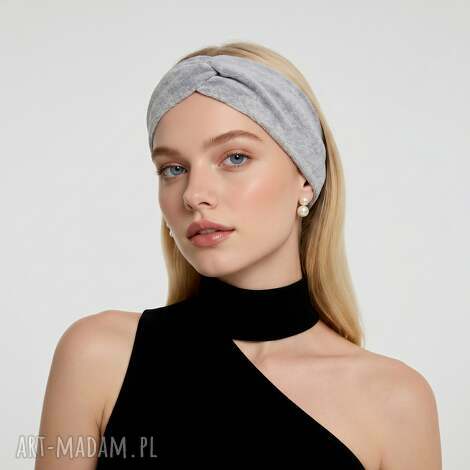 Szara opaska dzianinowa turbanowa - rozmiar uniwersalny (Ruda Klara)
