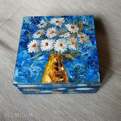 Ręcznie robiona szkatułka drewniana „Rumianek” - decoupage Marina Czajkowska